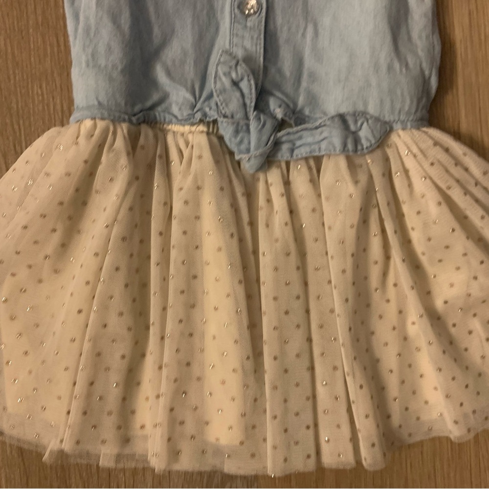 Guess Girl's Size 18 Months Light Blue Denim & Cream Sparkly Tutu Dress - Picture 5 of 9